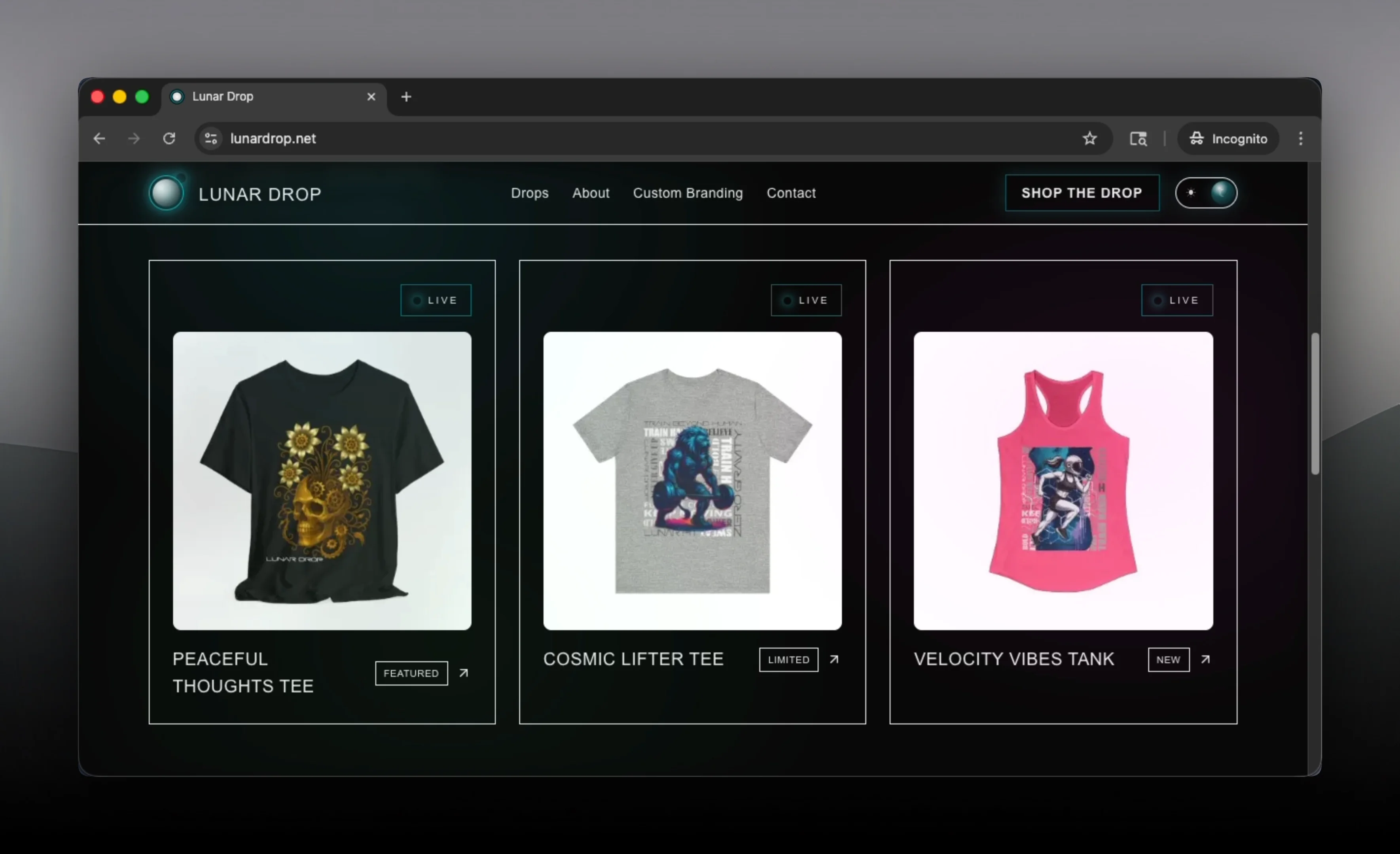 Lunar Drop product grid