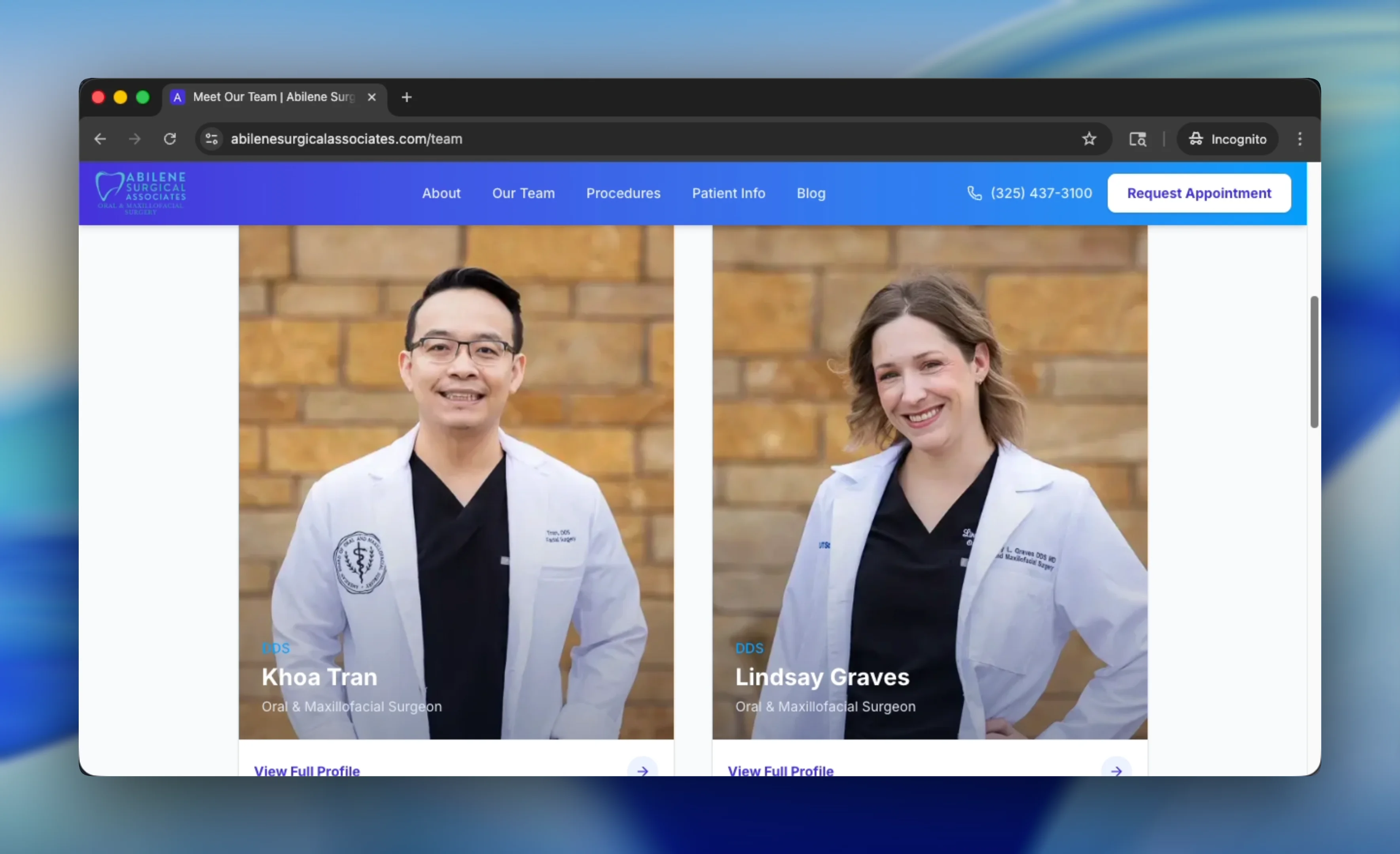 Surgeons section — credential establishment for specialist search authority